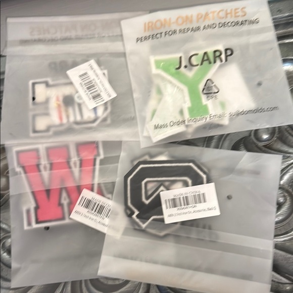 Lot of 4 Letters Iron on Patches Y Q W and R monogram repair decorate - Picture 1 of 10